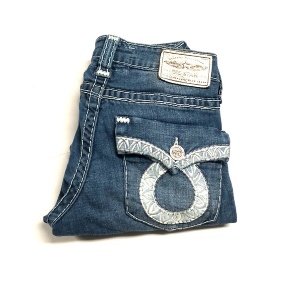 Big Star Women's Dark Blue Embroidered Pocket Jeans